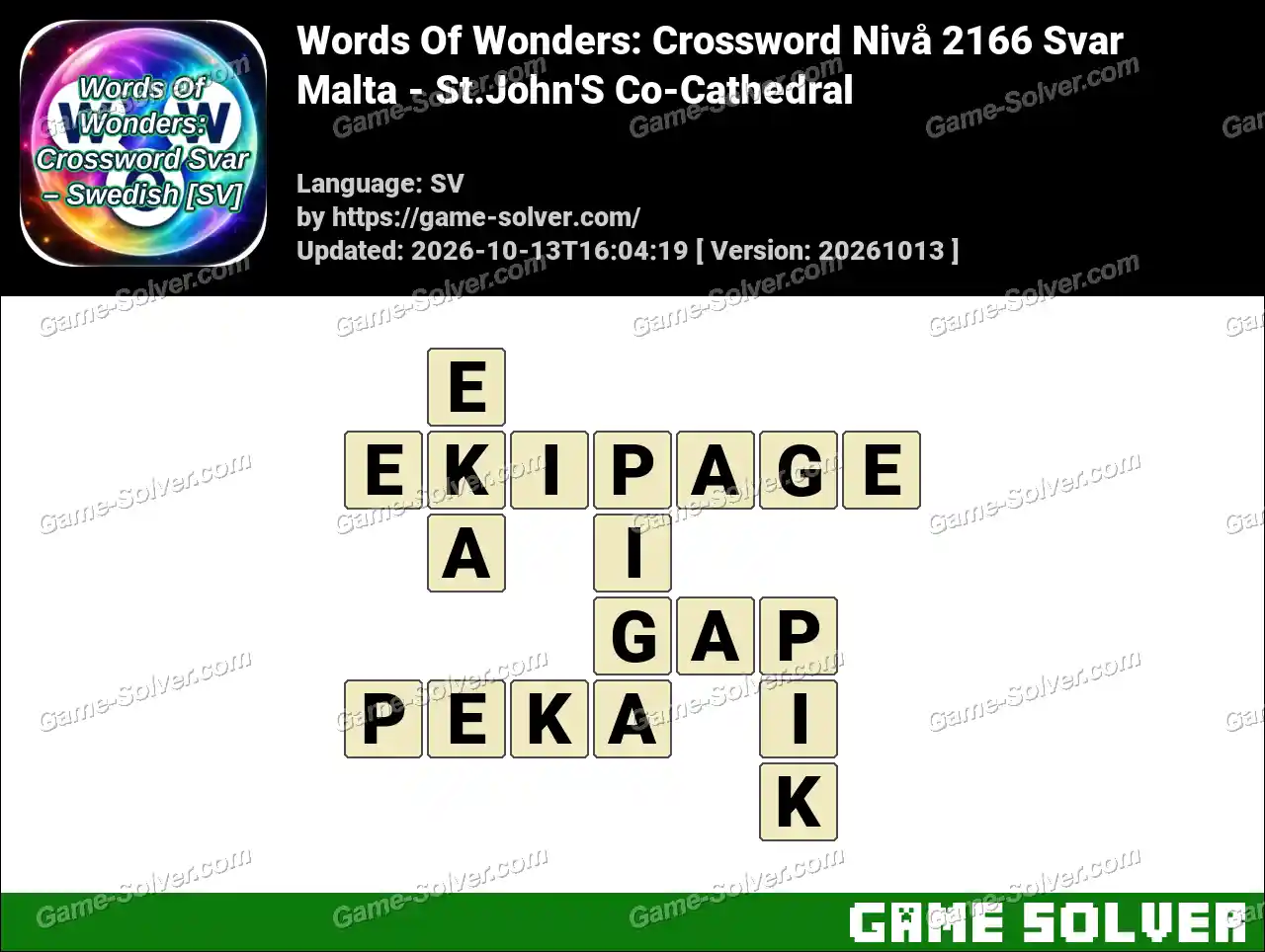 Words Of Wonders: Crossword Nivå 2166 Svar – Malta – St.John’S Co-Cathedral